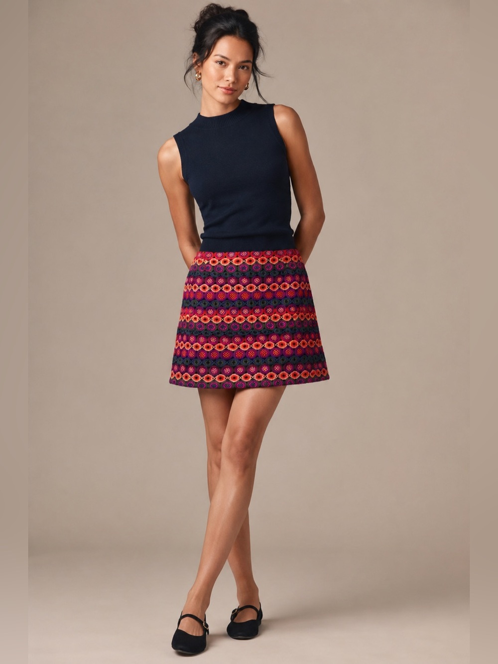 Anthropologie Hutch Ellen Embroidered Circle Mini Skirt Size 6